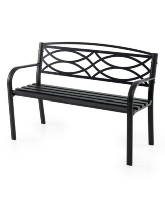 Steel Frame Outdoor Patio Bench 19-Inch