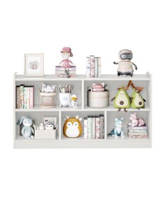 5 Cube Kids Bookcase - Wooden 2-Tier Storage Cabinet, Open Display Book Shelf for Nursery, School Classroom, Playroom