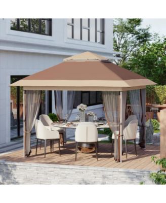 Pop Up Gazebo, 12x12 Outdoor Canopy Tent with Mosquito Netting, Pop Up Canopy Tent with Curtains