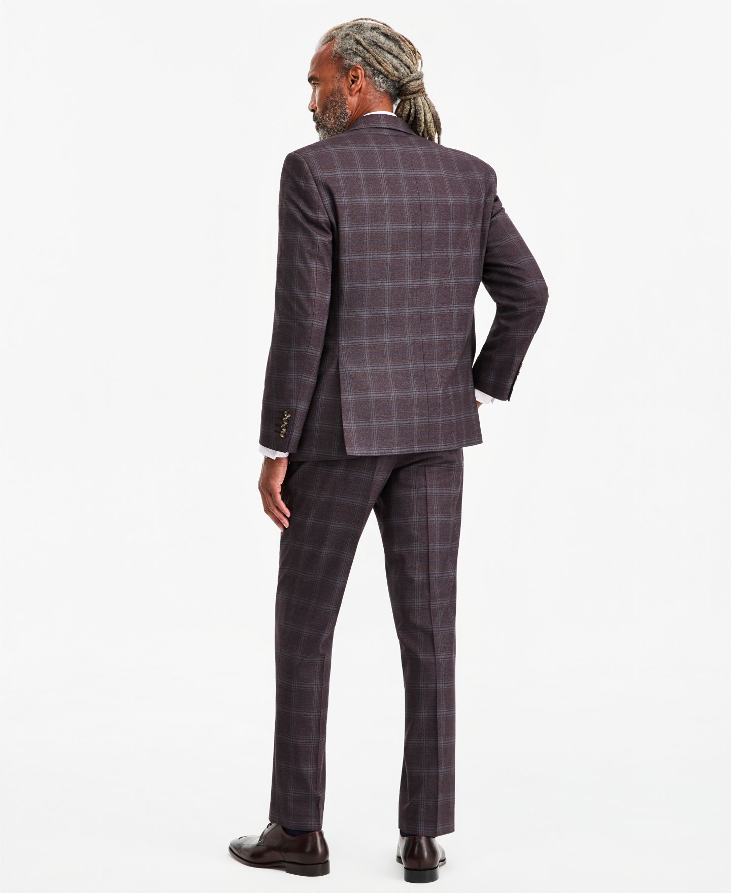 Мужские комплекты Tayion Collection Classic-Fit Burgundy Plaid Suit Separates, цвет: Бордовый — фото 3