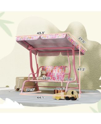 Kids Porch Swing, 2-Seater Outdoor Patio Swing with Safety Belt