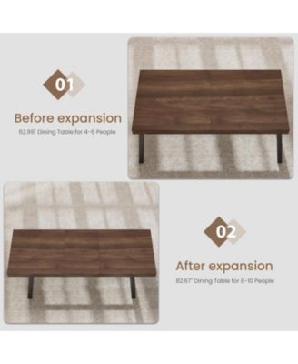 63-83" Extendable Dining Table, Industrial Rectangular Dining Room Table for 6-8 People, Expandable Kitchen Table with Heavy Duty Metal Frame