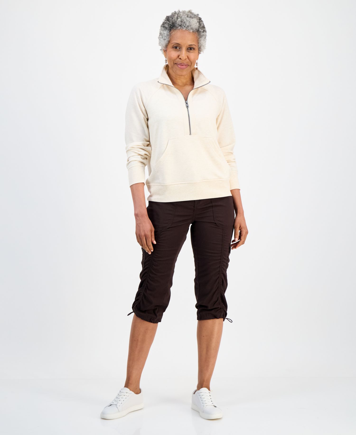 Petite LuxLounge Fleece French Terry Half-Zip Sweatshirt