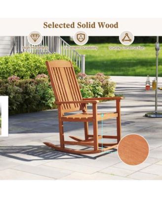Solid Wood Porch Rocker Chair with Armrests