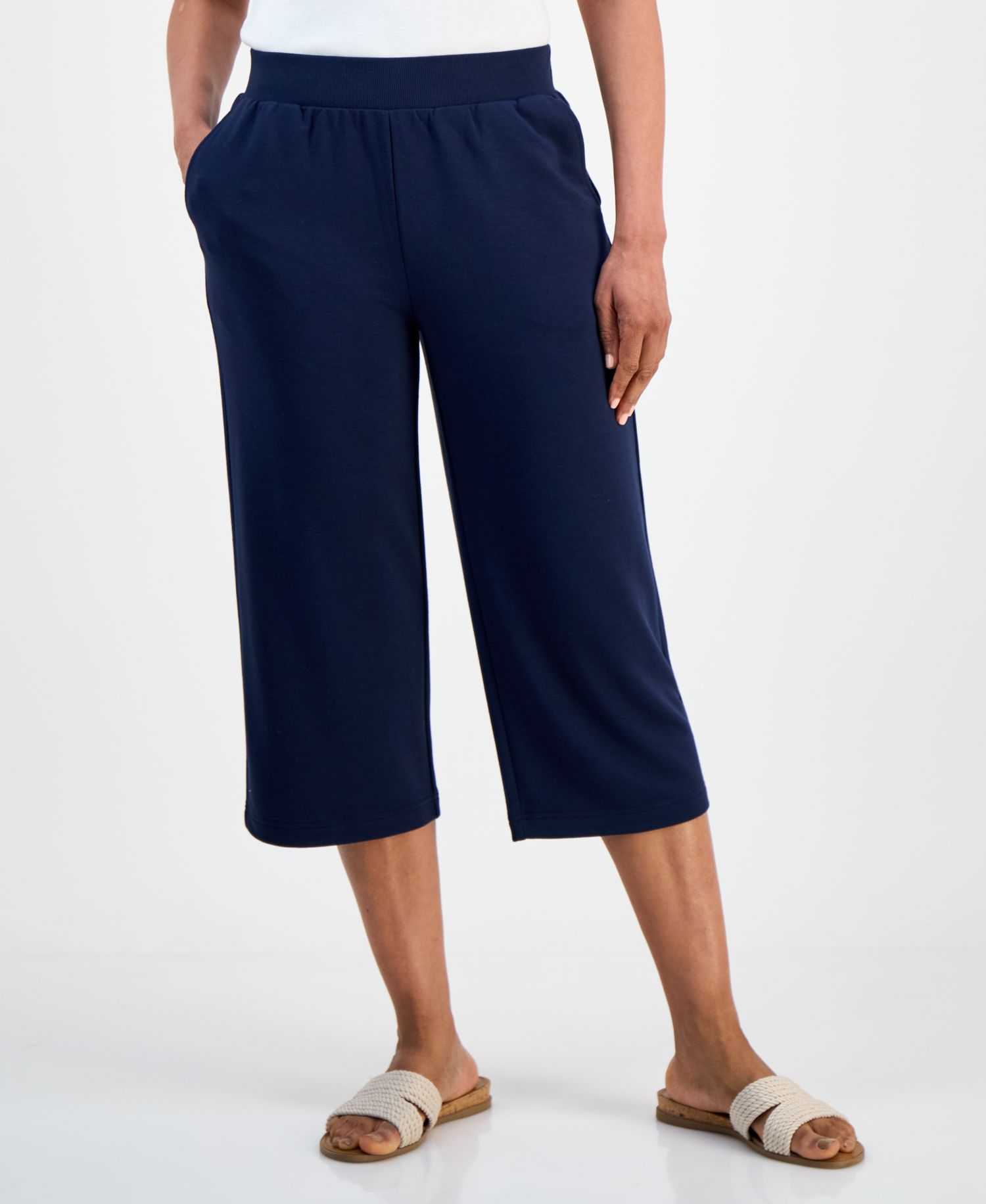Petite LuxLounge Fleece French Terry Capri Pants