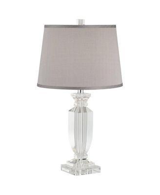 Sherry 25" High Modern Table Lamp USB Dimmer Crystal Single Gray Shade Living Room Charging Bedroom Bedside