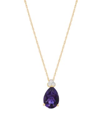 Amethyst (1-1/2 ct. t.w.) & Diamond Accent Drop Pendant Necklace in 14k Yellow Gold (Also Available in Multi-Stones)