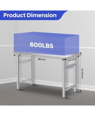 Stainless Steel Folding Table (48x24 in) - Commercial Work Table for Home, Kitchen, Restaurant, Garage, Camping, Outdoor, 520 LBS Load