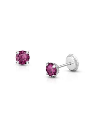 14K Gold Crystal Birthstone Studs Screw Back Earrings