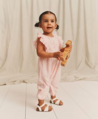 Baby Girls' Flutter Sleeve Eyelet Jumpsuit