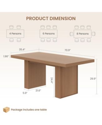 Dining Table with Storage, 70.8" Wood Kitchen Table with Thickened Tabletop and Fluted Legs, Dinner Tables for Kitchen Dining Room