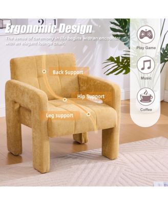 Modern Accent Chair, Chenille Fabric Upholstered Armchair, Single Lounge Chair for Living Room, Bedroom, Reading Nook