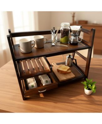 Matcha Station Coffee Organizer Shelf For Kitchen Countertop Tea Bar Powder Tools Cup Lovers