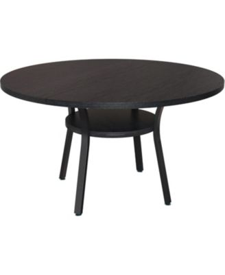 Round Dining Table for 4-6, 47 Inch Kitchen Table with Storage, Wooden Circle Dinner Table with Metal Legs, Modern Dining Room