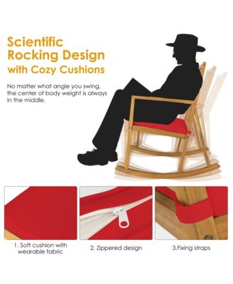 Set of 2 Outdoor Acacia Wood Rocking Chair Wooden Patio Rocker w/ Cushion