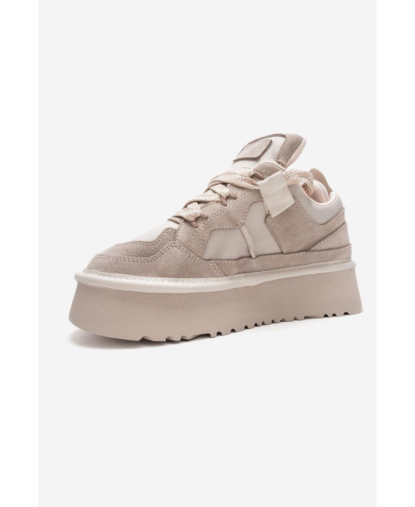 Женские кожаные кроссовки Forever & Always Shoes Riven на платформе, цвет: Бежевый замшевый — фото 6