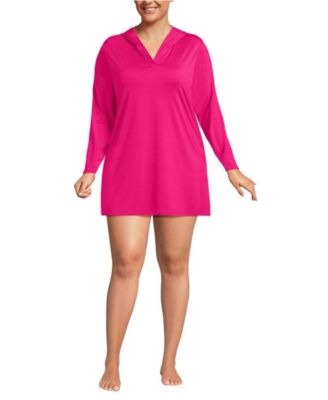 Plus Size SunShade UPF 50 Hooded Mini Swim Swim Cover-Up Dress