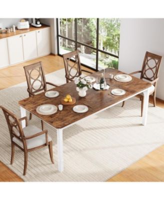 79" Large Industrial Dining Table for 6-8 People Rectangular Wood Kitchen Table with Heavy Duty Metal Legs,Writing Desk, Chamfer Design