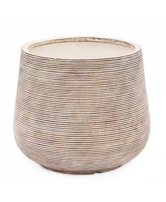 LuxenHome Distressed Tan MgO Tapered Round Planter