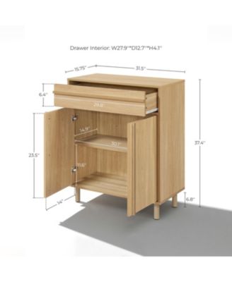 31.5” Hazel Oak Manufactured Wood Storage Cabinet with Drawer and Rubberwood Legs