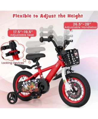 12 Inch Kids Bike Adjustable with Storage Basket and Double Brake for 3-4 Years Old