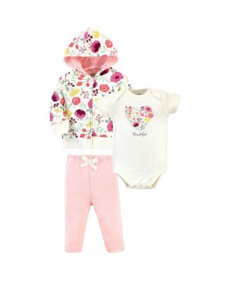 Baby Girls Natural Cotton Hoodie, Bodysuit or Tee Top, and Pant
