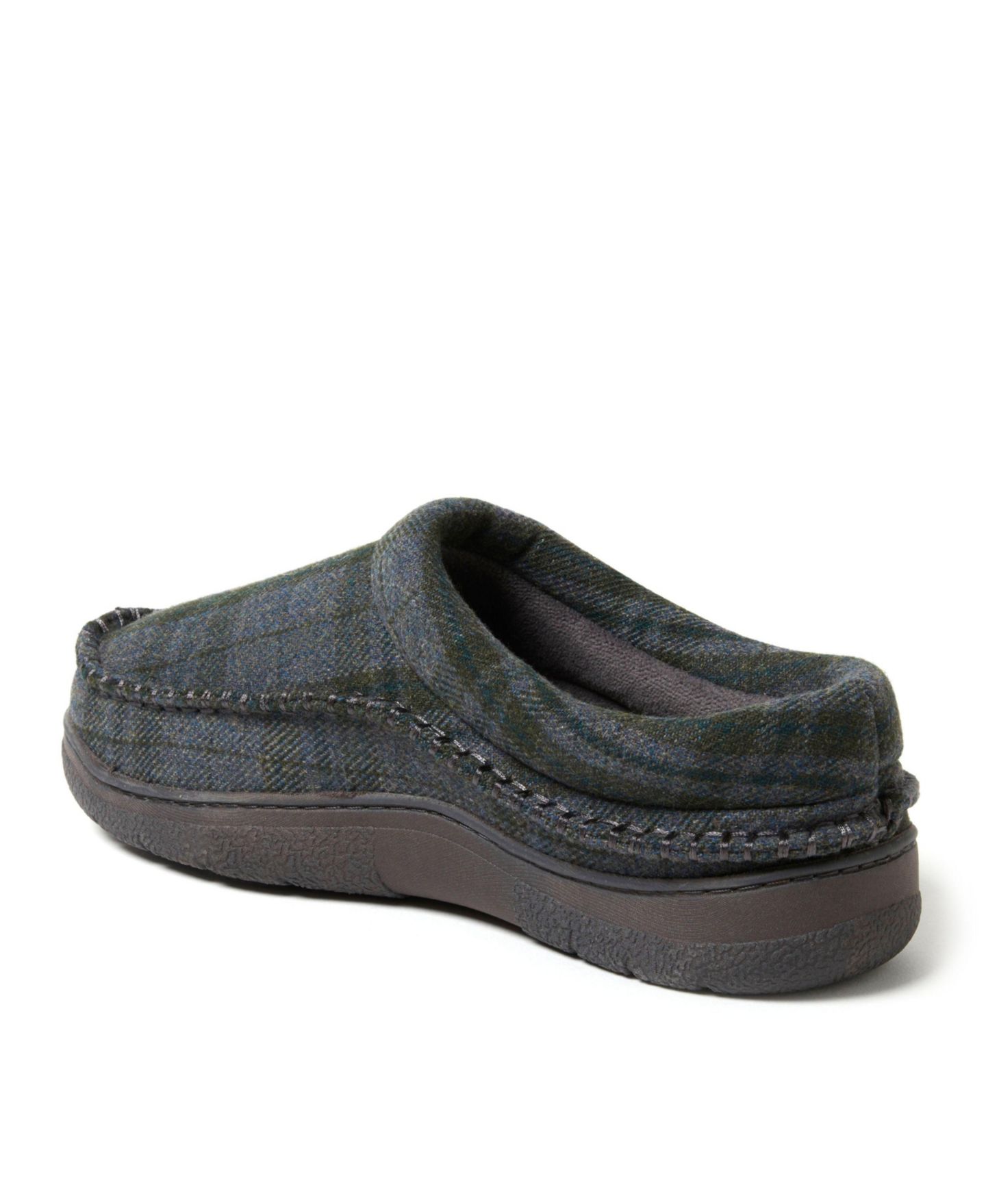 Мужские сабо Dearfoams Thompson Plaid Moccasin Toe Clog House Shoe Slipper, цвет: Синий — фото 7