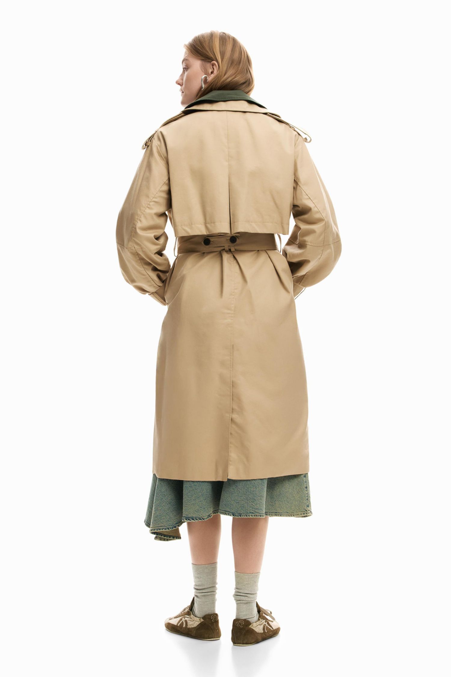 Women's Detachable Two-Tone Trench Coat