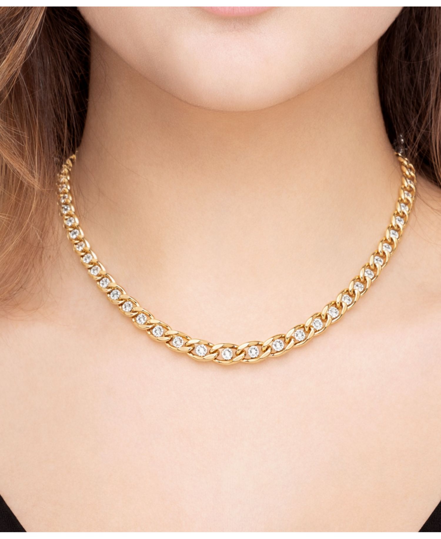 Clear Cubic Zirconia Cuban Chain Necklace
