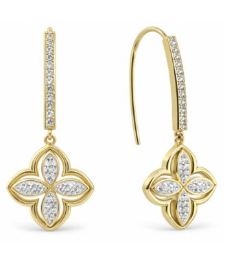 Clear Crystal Clover Drop Wire Hook Earrings