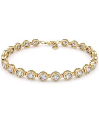Clear Cubic Zirconia Bezel Station Tennis Bracelet