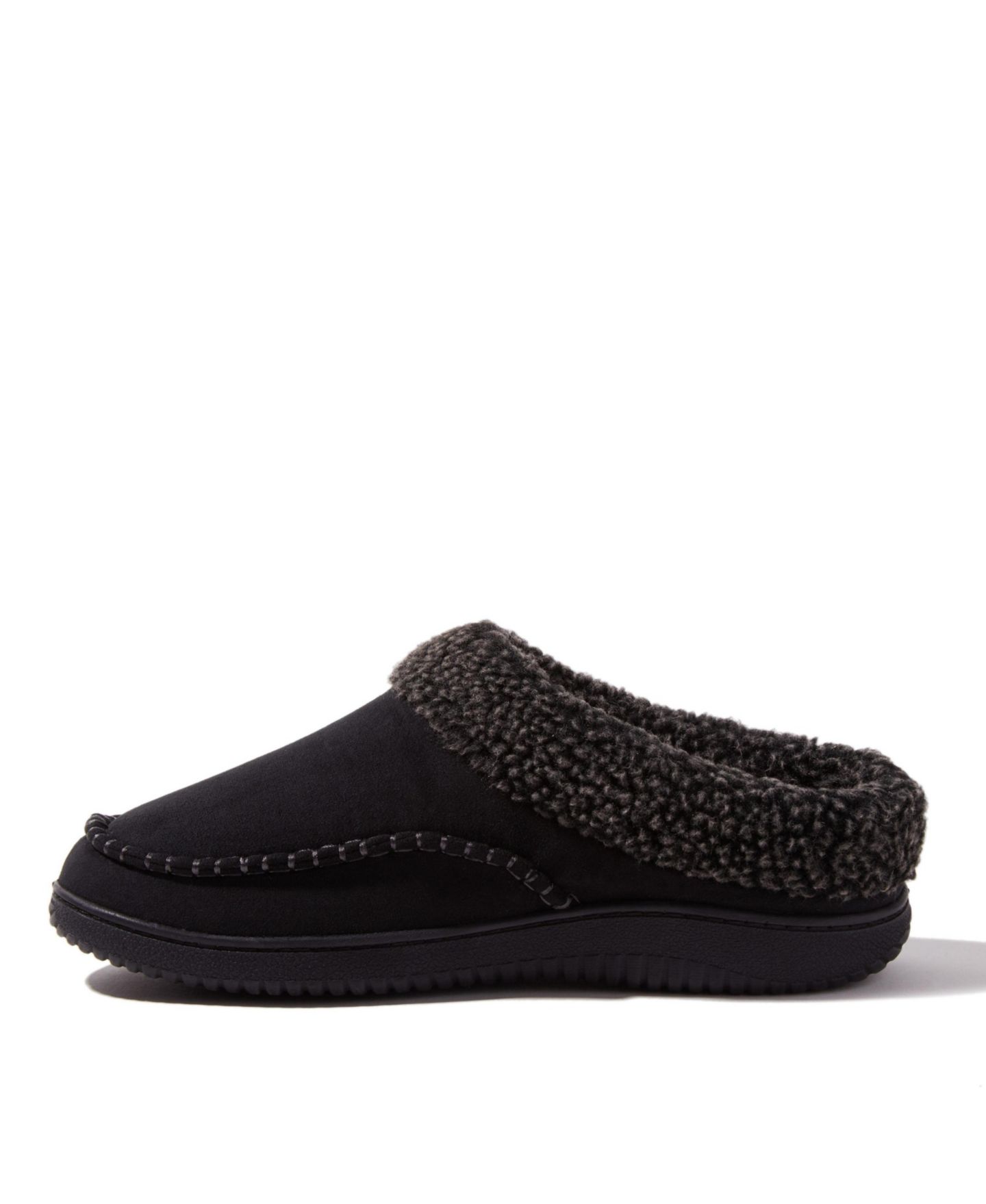 Мужские сабо Dearfoams Marshall Microsuede Moccasin Toe Clog House Shoe Slipper, цвет: Чёрный — фото 7