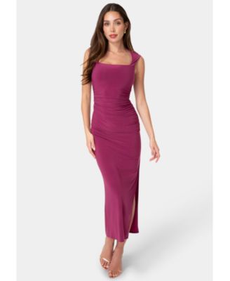 Women's Square Neck High Slit Midi Dress