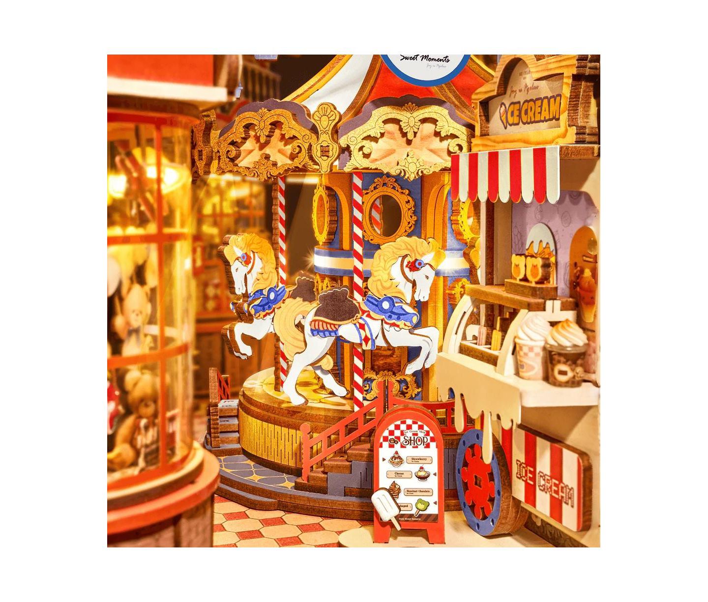 Детские конструкторы Flash Popup Fairytale Amusement Park 257-Piece 3D Wood LED-Lit Book Nook Puzzle, Ages 14+ — фото 3