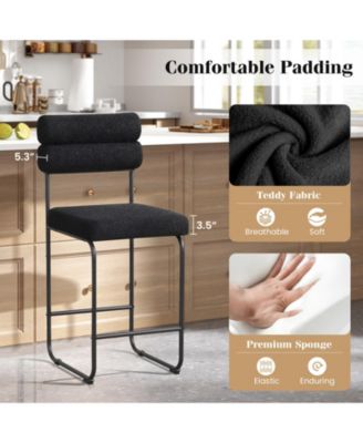 Set of 4 Counter Height Bar Stools 26'' Counter Stools w/ Metal Frame and Footrest