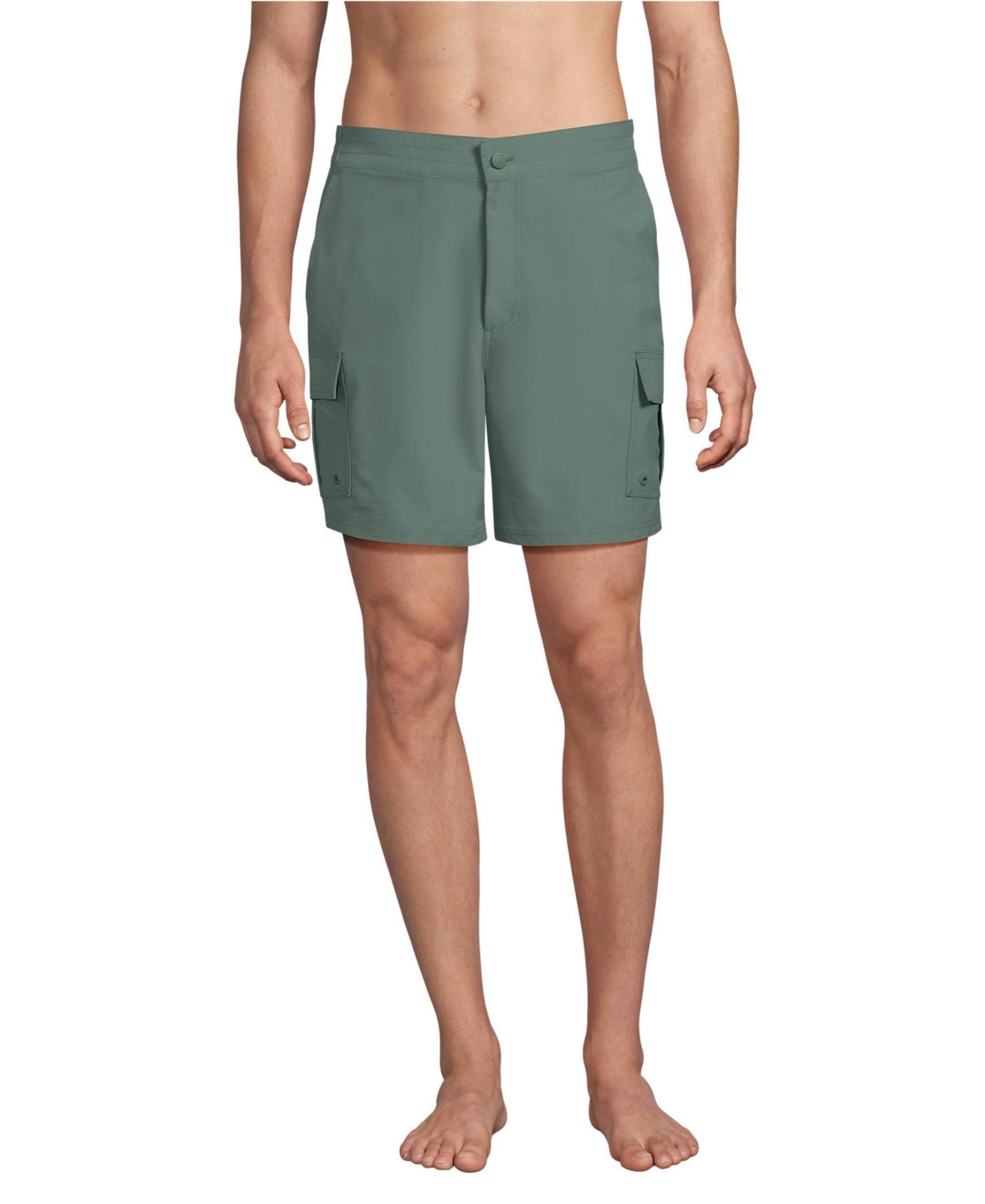 Мужские шорты Lands' End 7" Quick Dry Cargo Swim Short, цвет: Eucalyptus — фото 1