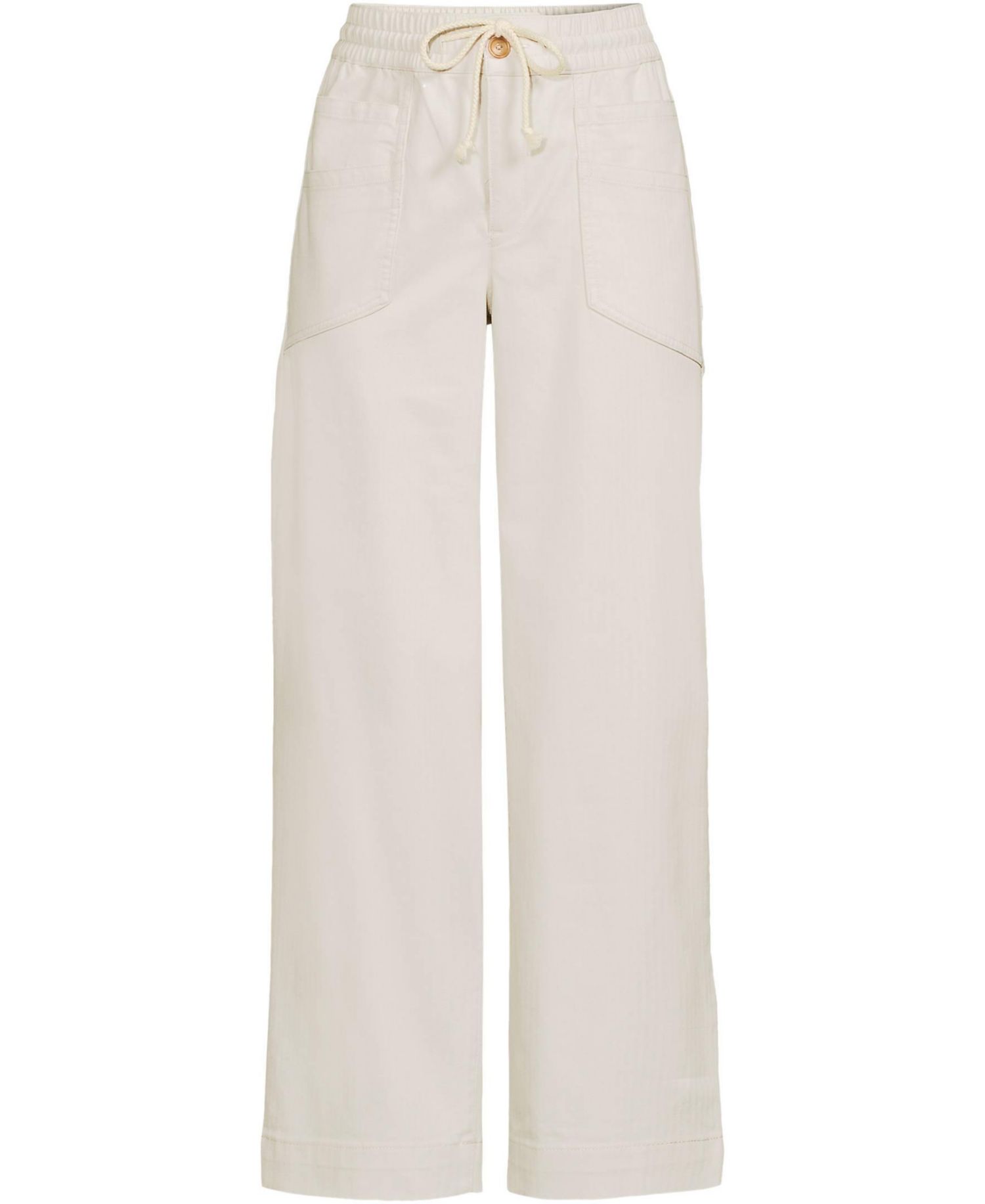 Women's Herringbone Chino High Rise Relaxed Straight Drawstring Ankle Pants