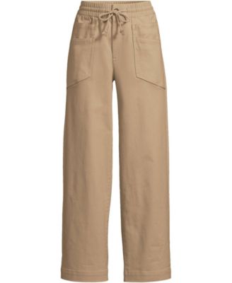 Women's Herringbone Chino High Rise Relaxed Straight Drawstring Ankle Pants