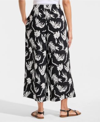 Women's Creaseless High Rise Palazzo Crop Pants