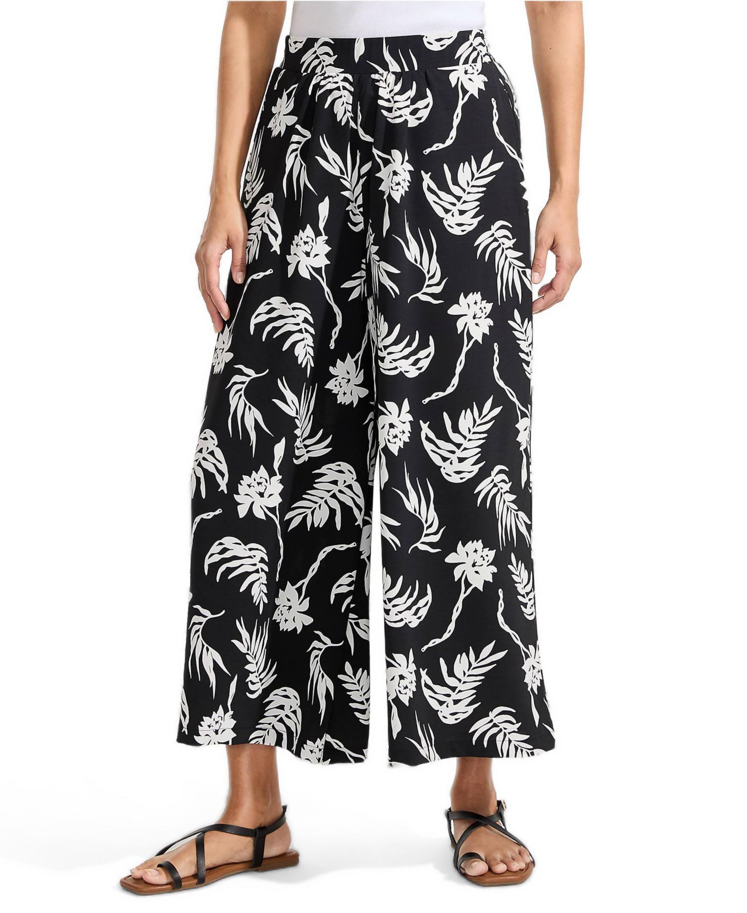 Women's Creaseless High Rise Palazzo Crop Pants