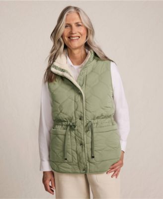 Women's Reversible Quilted High Pile Fleece Vest