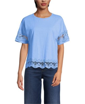 Women's Short Sleeve Slub Jersey Cutwork T-Shirt