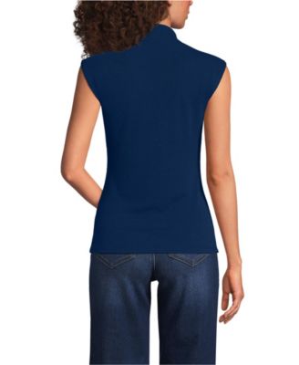 Women's Cap Sleeve Drapey Rib Fitted Funnel Neck Tank