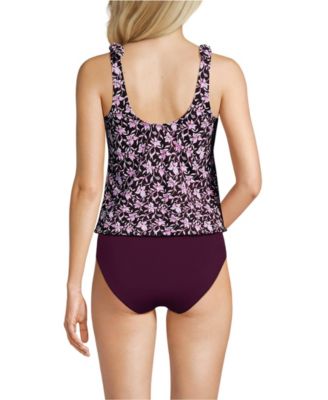 Women's D-Cup Tie Shoulder Flutter Tankini Top