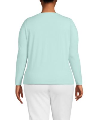 Plus Size Supima Cotton Long Sleeve V-Neck T-Shirt