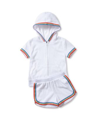 Girls Terry Zip Front Top and Shorts Cover Up Set