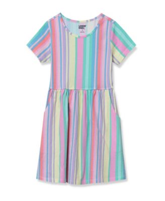 Girls Short Sleeve Gathered Waist Jersey Dress