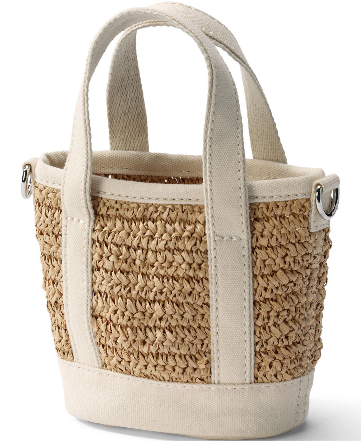 Mini Raffia Open Top Canvas Tote Bag