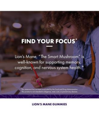 Mushrooms, Lion's Mane Gummies, Blueberry, 90 count