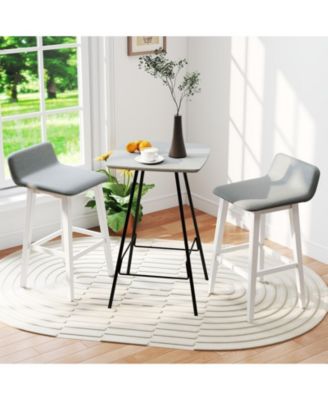 29'' Upholstered Barstools w/ Low Back Footrest and Wood Legs for Kitchen Island